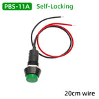 PBS-11A Self-locking Latching Switches 12mm PBS-11B Self-Reset Momentary Switches 2Pins 12mm Push Button Switch with Wire 20cm