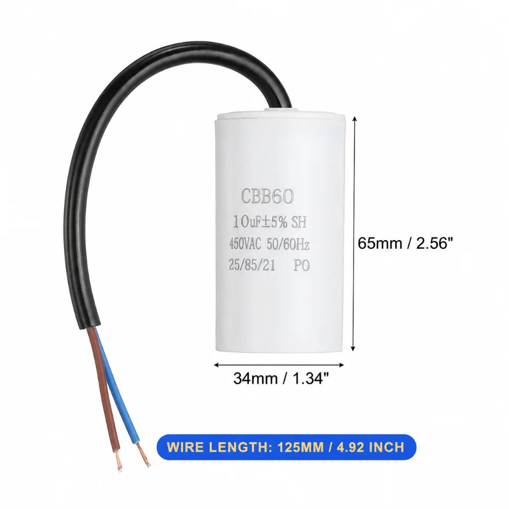 Durable 450V CBB60 Capacitor 50/60Hz 3UF-100UF Start Capacitor Round Motor Run Capacitor