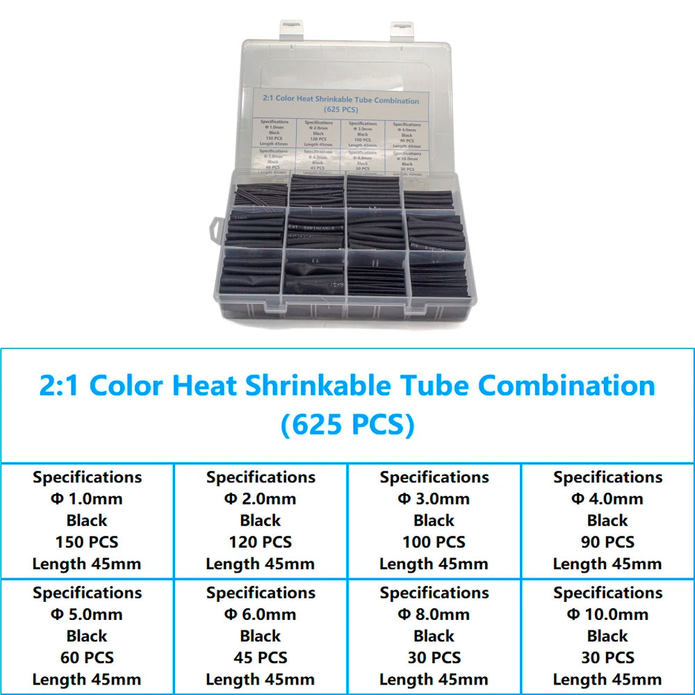 127-800 Pcs Boxed Heat Resistant Tubing Heat Shrinkable Tubing Heat Shrink Packaging Kit Electrical Connection Cable Protection