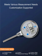 Digital Bimetal Thermometer LCD‑110 Stainless Steel Probe High Precision Water Temp Gauge Axial/Radial Mount IP65