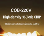 1M-50M 220V COB LED Strip Dimmable 360LEDs/m EU Plug Kitchen Home Room Decoration Flexible Ribbon for Outdoor Garden Lighting