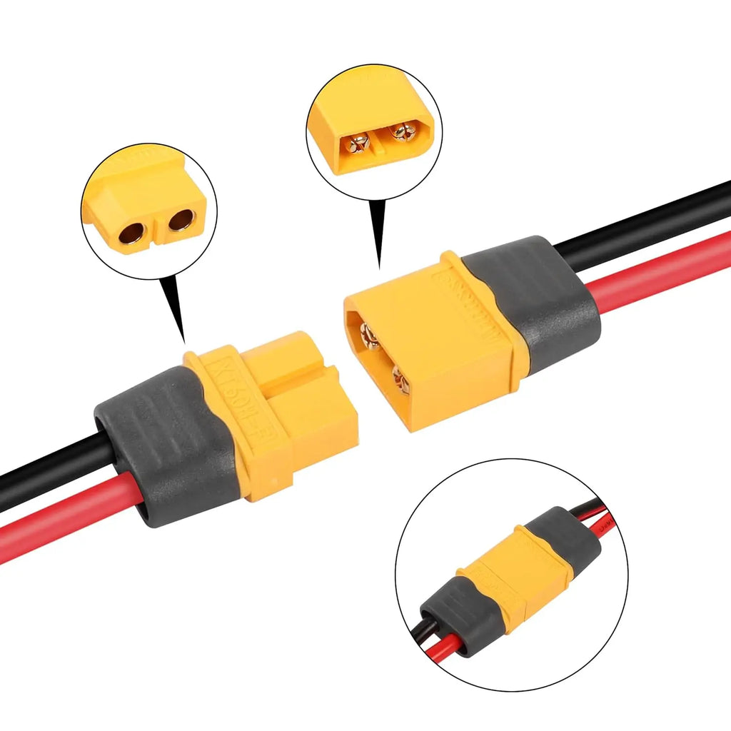 XT60H Plugs Male Female Bullet Connector Wire Cable Connectors Adapter XT60 Power Plug with Sheathfor RC Lipo Battery Airplane