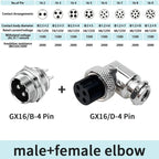 5/10 Sets GX16 2/3/4/5/6/7/8/9 Pin Aviation Connector Male Female 90 Degree Right Angle M16 Circular Cable Plug Socket