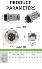 DF20 GX20 Aviation Connector 2 3 4 5 6 7 8 9 10 12 14 Pin Male Female Plug Socket Metal Push Pull Cable Connector Gold Plated Co