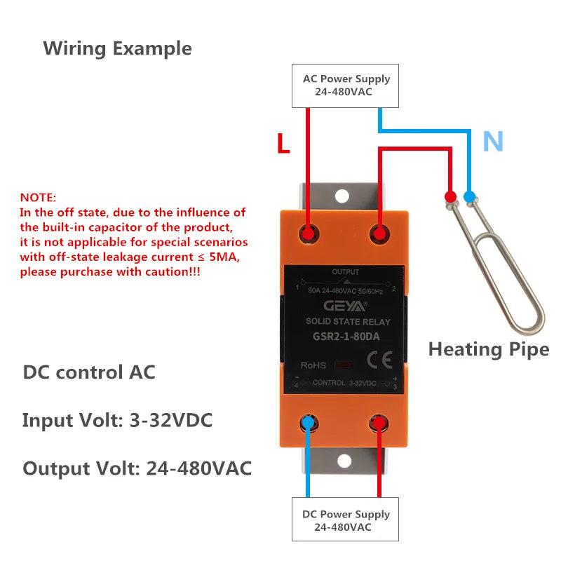 GEYA GSR2-1 SSR 10A 25A 40A 60A 80A 100A 120A Din Rail Mounted Solid State Relay SSR Single Phase With Heat Sink DD AA DA SSR