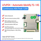 Small Type 3.2V LiFePO4 3.7V Li-ion 20A 30A 40A 50A Electric Bike Smart BMS 7S-14S 24V 36V 48V with UART BT