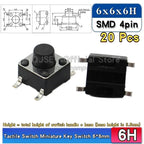 20pcs SMD Tactile Switch 6*6*4.3mm 6x6x5/6/7/8/9/10/11/12/13/14mm 6X6 4-Pin SMT Induction Oven Touch Tactile Button Micro Switch