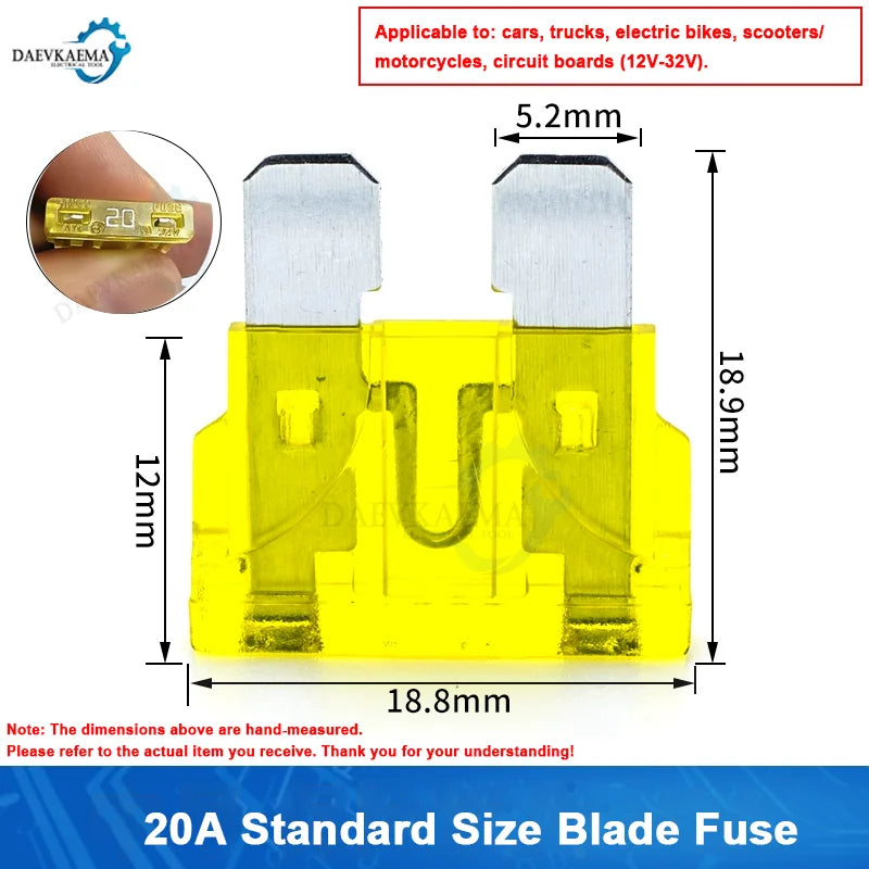 10-100pcs Medium Standard Blade Fuse Insert Kit 2A-40A Automotive Medium Fuses for Car/RV/Truck/SUV/Motorcycle/Boat