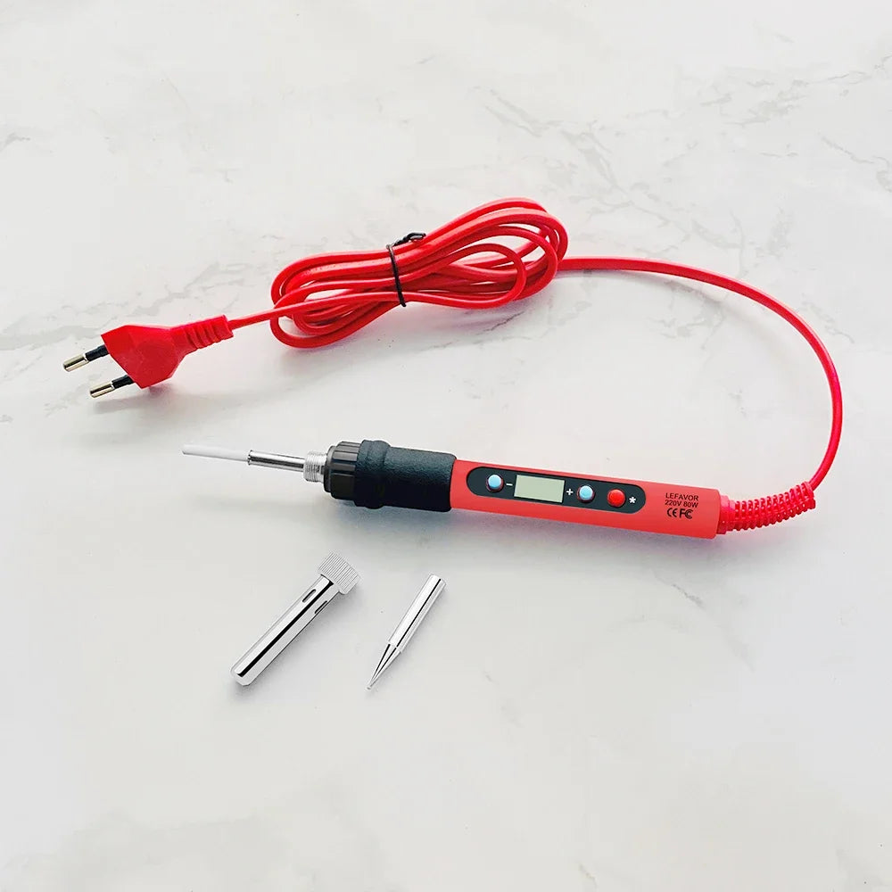 LEFAVOR 80W Digital display soldering iron welding set C/F switching calibration temperature 100-500C home repair DIY