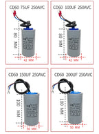 CD60 Motor Water Pump Starting Capacitor 250V 450V AC 50UF 75UF 100UF 150UF 200UF 250UF 300UF 350UF 400UF 500UF 600UF 800UF