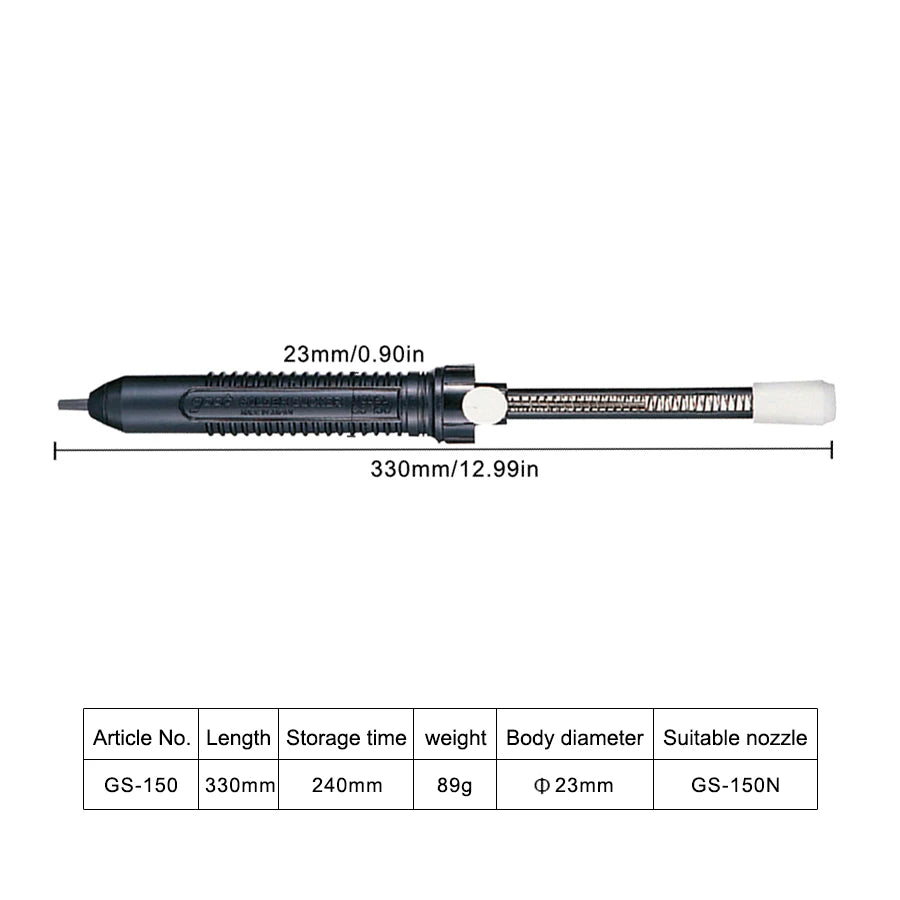 GOOT GS-150/154/158 Antistatic Desoldering Pump 1Pcs 330/275/190mm Strong Self-Cleaning Shaft Solder Sucker & Welding Accessory