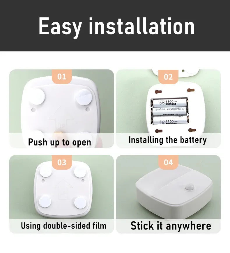 ZQQBYY LED Night Light Motion Sensor Wireless Lights AAA Battery Powered Bedroom Wall Staircase Closet Aisle Body Induction Lamp