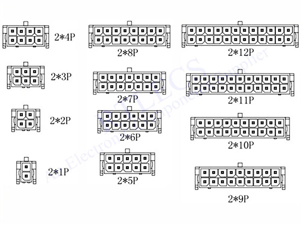 10-500 Pcs PCB Male Header Pin Vertical Through Hole 2 4 6 8 10 12 14 16 18 20 24 Circuits Molex 43045 Micro-Fit 3.0 mm Dual Row