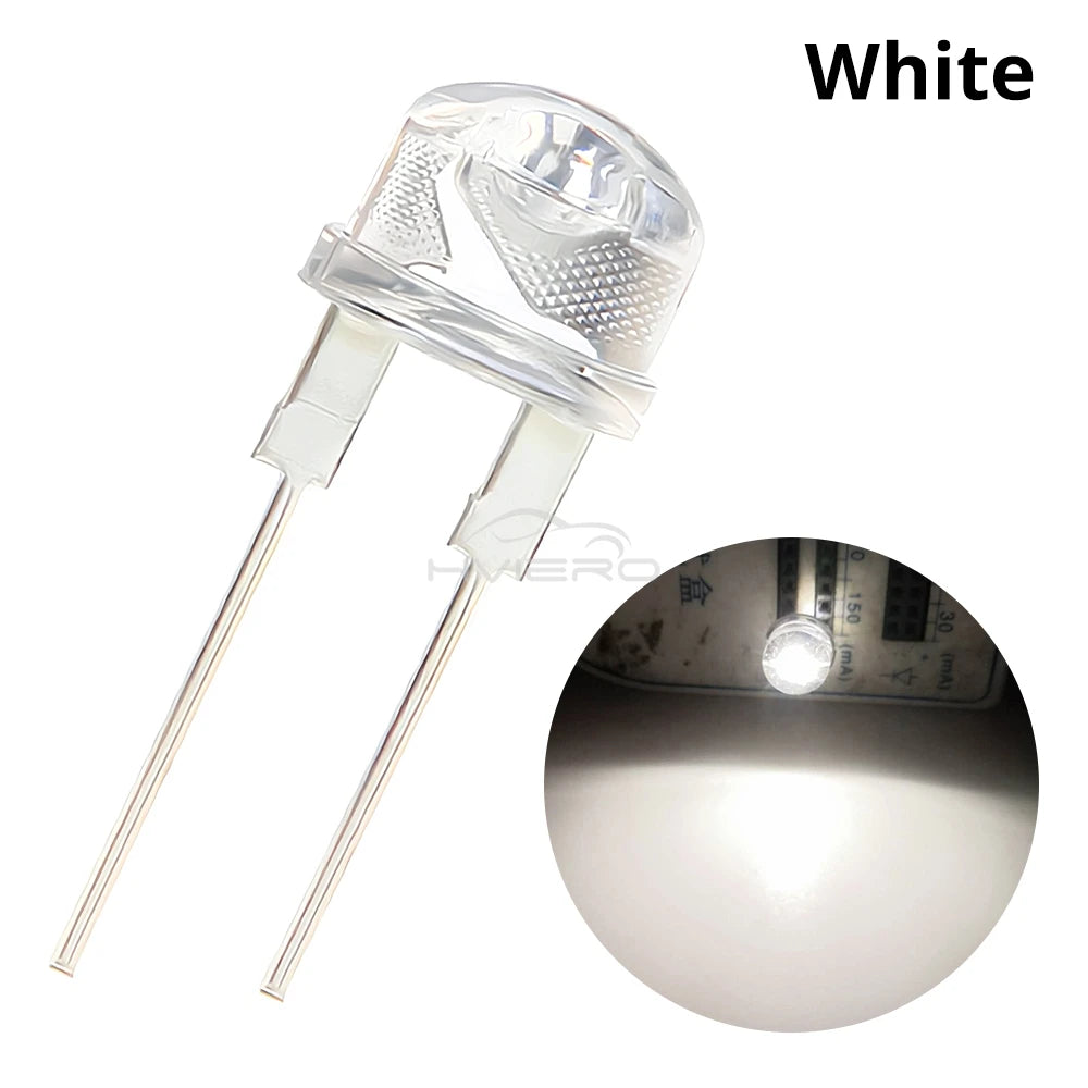 50/500PCS 8mm Straw Hat 0.5W White Warm Red Yellow Blue Green Emitting Diode LED Wide Angle Ultra Bright Bulbs Light Lamp Diodes