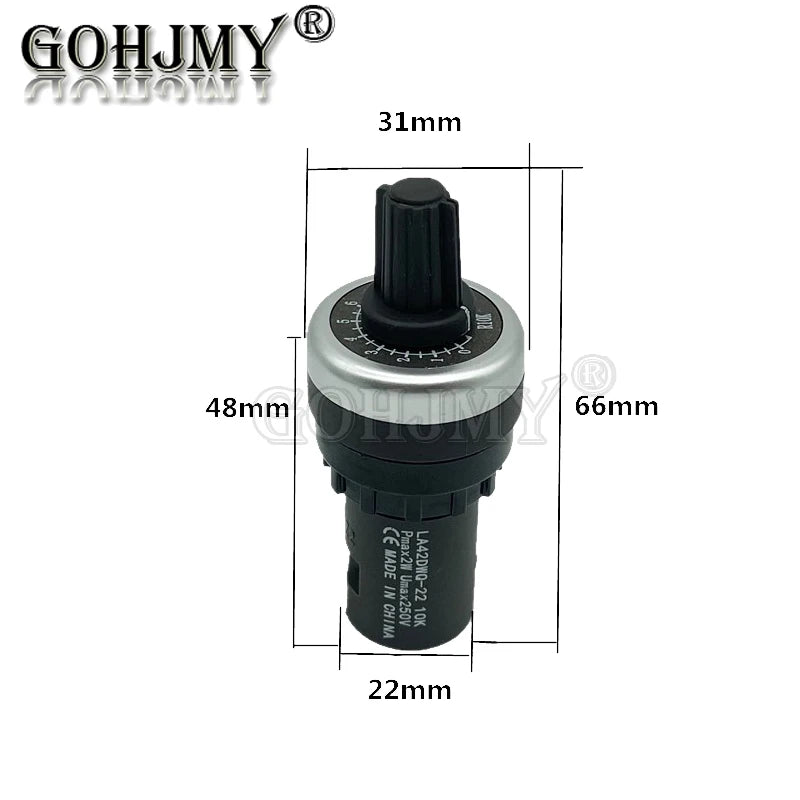 LA42DWQ-22 1K 2K 5K 10K 20K 50K 100K 200K 22mm Diameter Pots Rotary Potentiometer Converter Governor Inverter Resistance Switch