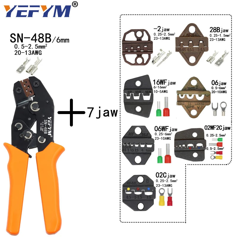 SN-48B Crimping Plier 0.5-2.5mm2 20-13AWG SN-28B/48B/2 Dupont XH2.54 KF2510 SM 2.54 3.96 TAB 2.8/4.8/6.3 Plug Type Terminal