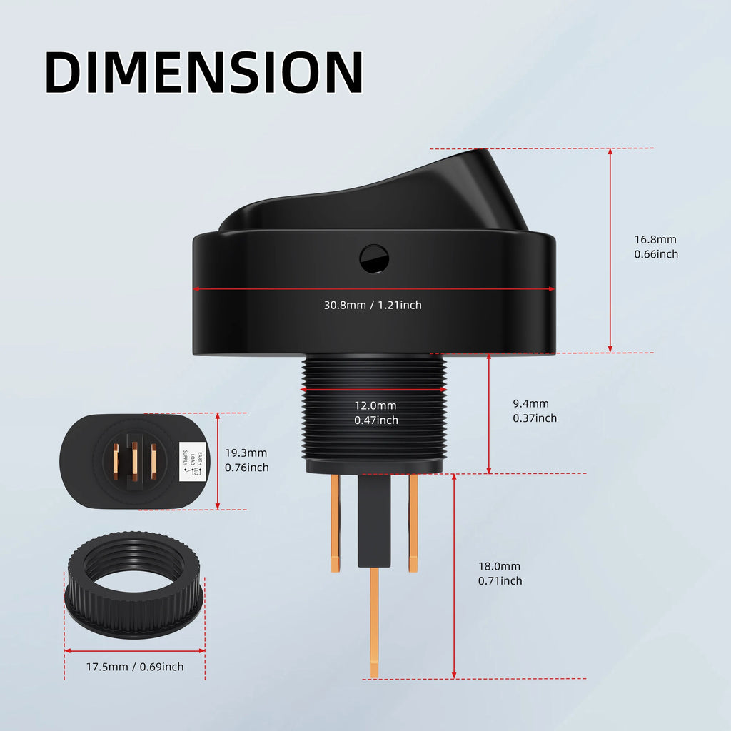 5PCS Toggle Switch 12v 30A Oval Rocker Switch 3 Pin Red Blue LED Lighted On Off Switch for Automative Car RV Marine Boat