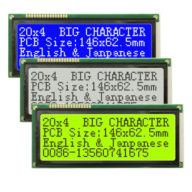 20x4 2004 Big Large Size Character  Lcd Display I2C IIC Blue White Green Size 146x62.5mm 5v LC2042 WH2004L AC204B  SBS02004A0