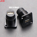 JCD 1pcs Metal D Type Module RJ45 CAT6&USB 2.0/3.0&Type C&HDMI-Jack Socket Through Network Panel Mounting Electronic Connector