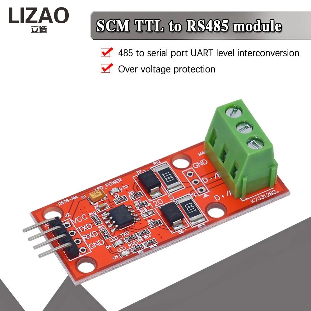 MAX3485 TTL to RS485 Converter Module, UART Serial Port Level Transceiver with Overvoltage Protection