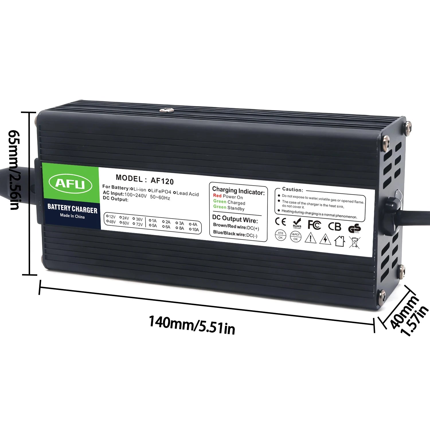 12.6V 5A Li-ion Battery Charger Usd For 3S 12V Lipo/LiMn204/LiCo02 Battery Smart Charger Aluminum Casing