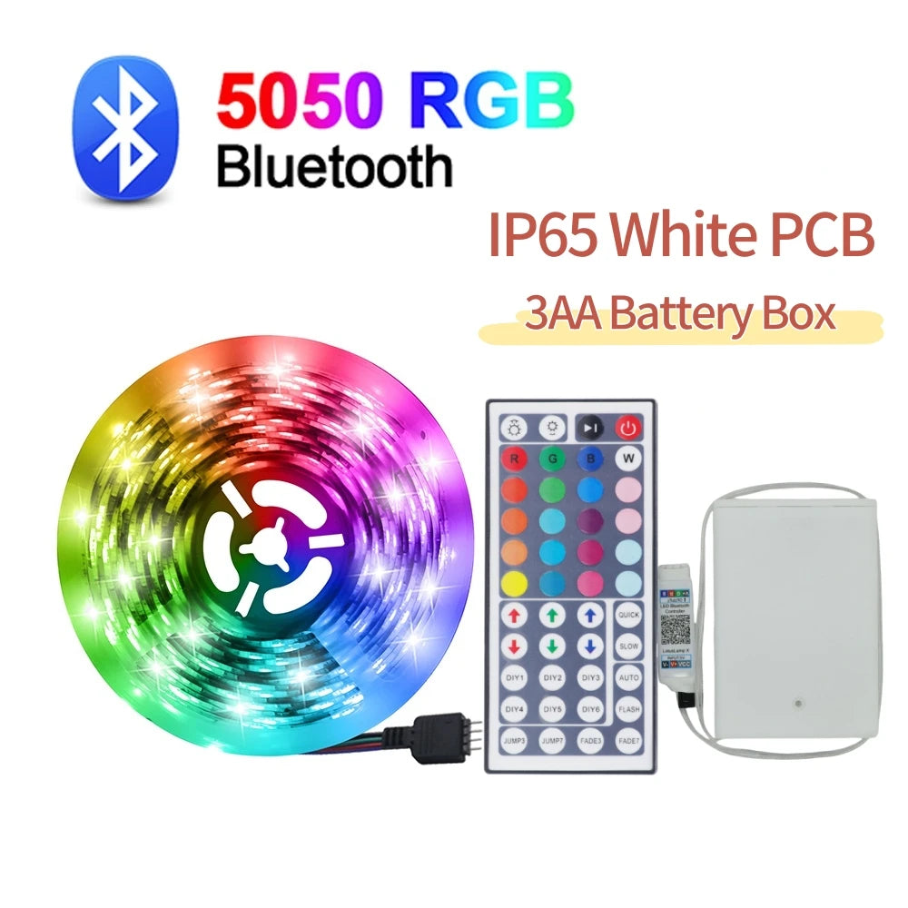 3AA Battery Powered LED Strip Lights 5050 RGB 1M 2M 3M 4M 5M Adhesive Tape Ribbon Lights Bluetooth TV Backlight Background Light