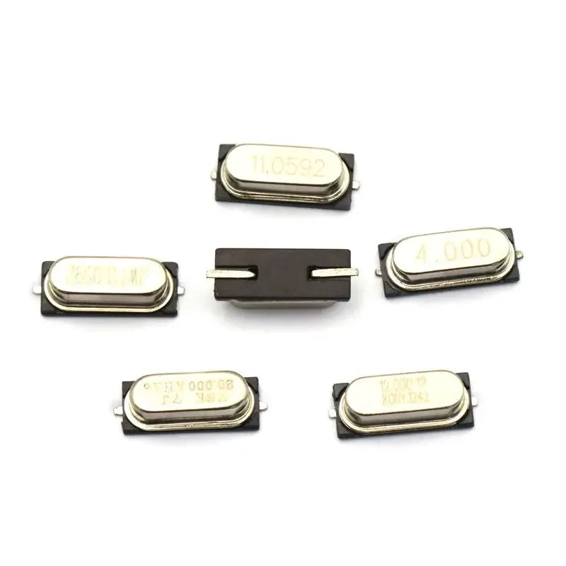10PCS 4Mhz 6Mhz 8Mhz 12Mhz 11.0592MHZ 14.318MHZ 16MHZ 20MHz 24MHZ 25MHZ SMD Quartz Crystal Resonator Passive Oscillator HC49S