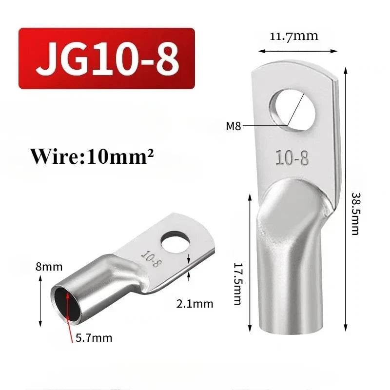 JG Copper Terminal Crimp Terminal Ring Lug Tin Plated Terminal For Connection Electric Cable Power M6 M8 M10 M12 Solid Connector