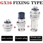 GX16 Aviation Plug Socket Connector 2/3/4/5/6/7/8/9/10Pin M16 Metal Male Female Fixing Panel Mount Docking In-line Joint Adapter
