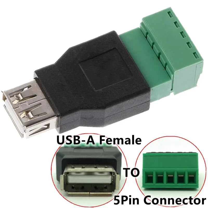 USB Male/Female 5 Pin Phone Keyboard Mouse Connector with Shield Screw Terminal Jack 2.0 Type A Plug