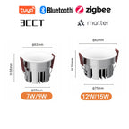 Recessed Curved Seamless LED Ceiling Light 3CCT/ Tuya BLE/ Zigbee/ Matter/ All Aluminum LED Spot Downlight