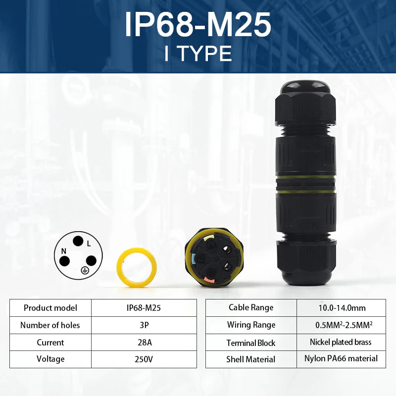 M25-2/3/4/5 Pin IP68 Push-In Spring Splice Terminal Blocks With Lever Quick Wire Connector Outdoor Waterproof Junction Box