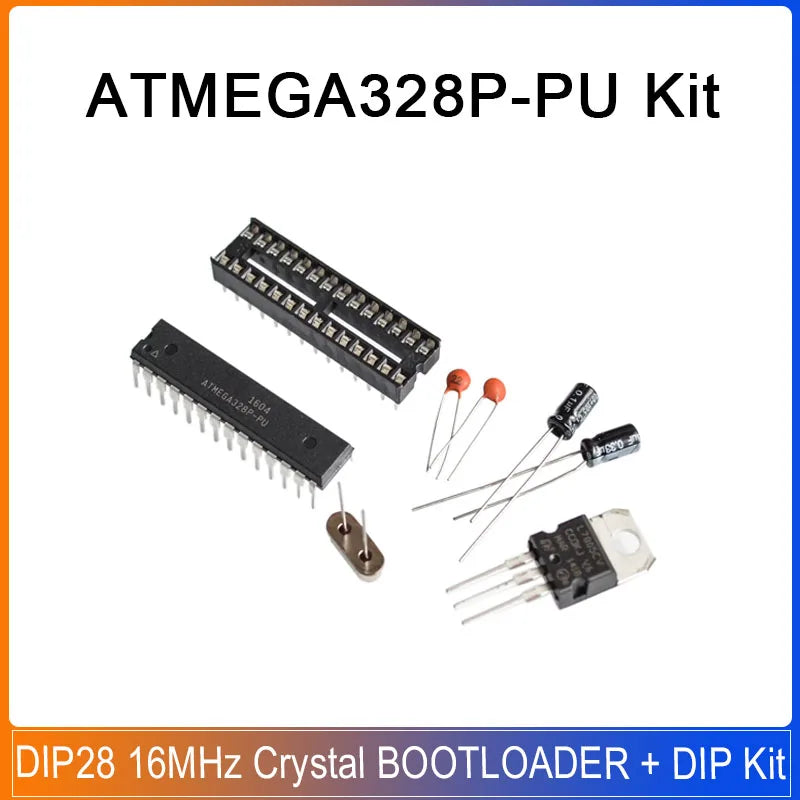 ATMEGA328P-PU BOOTLOADER + DIP Socket Kit 16MHz Crystal ATMEGA328P DIP-28 Adapter Board LM7805 KIT