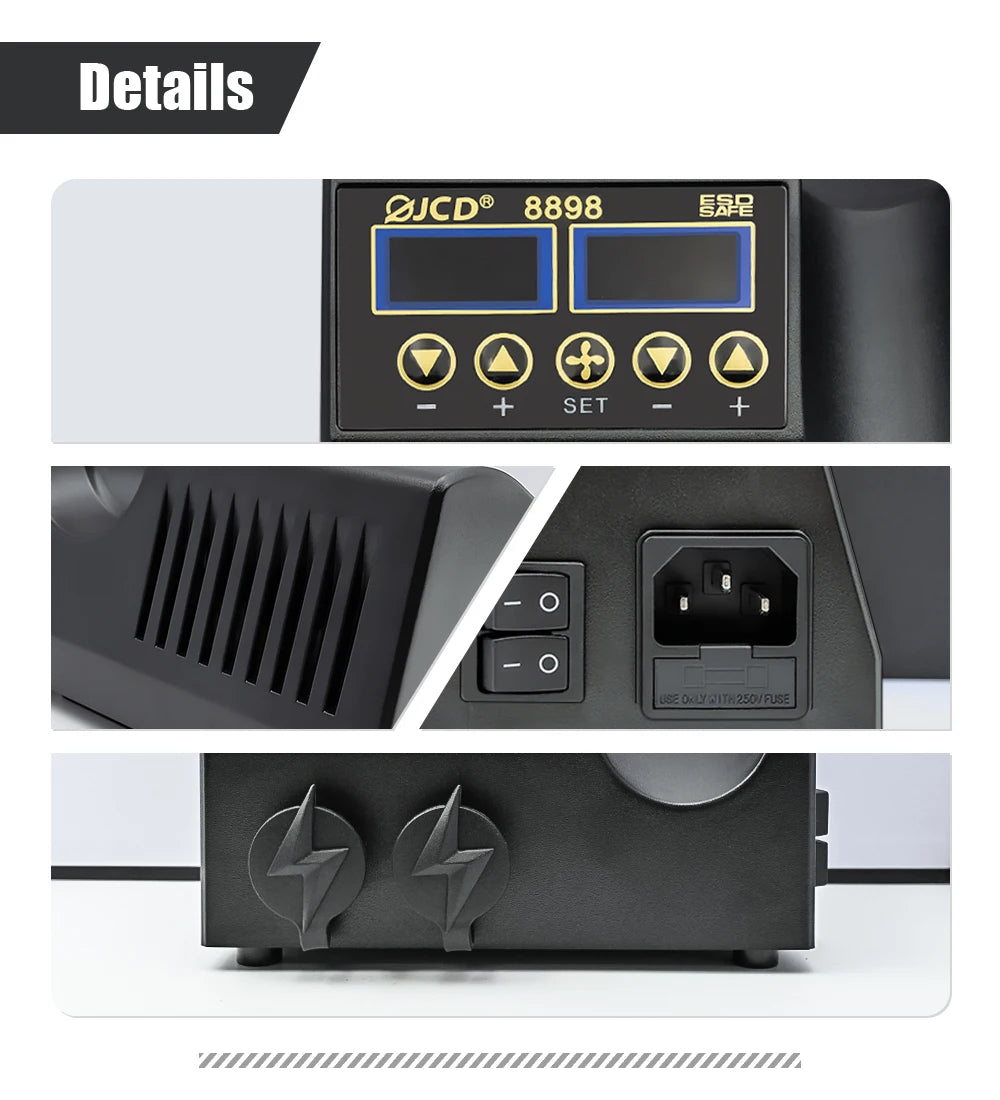 JCD 8898 Soldering Station 2 In 1 Soldering Iron Hot Air Rework Welding Station with Sleep Mode For BGA PCB IC SMD Repair Tools