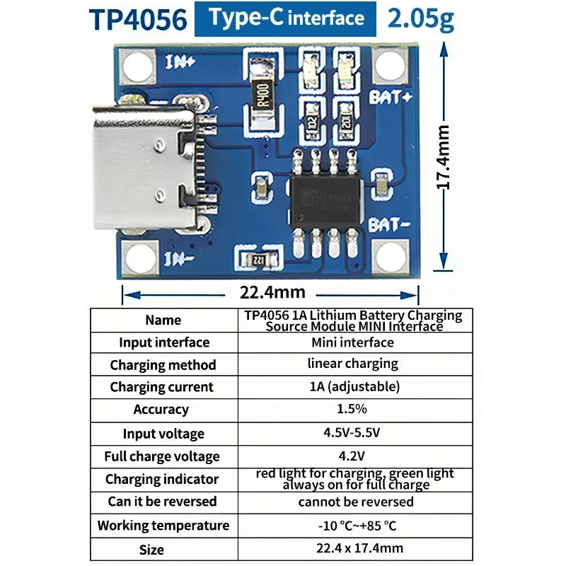 30PCS Micro/TYPE-C/MINI USB 5V 1A 18650 TP4056 Lithium Battery Charger Module Charging Board With Protection Dual Functions