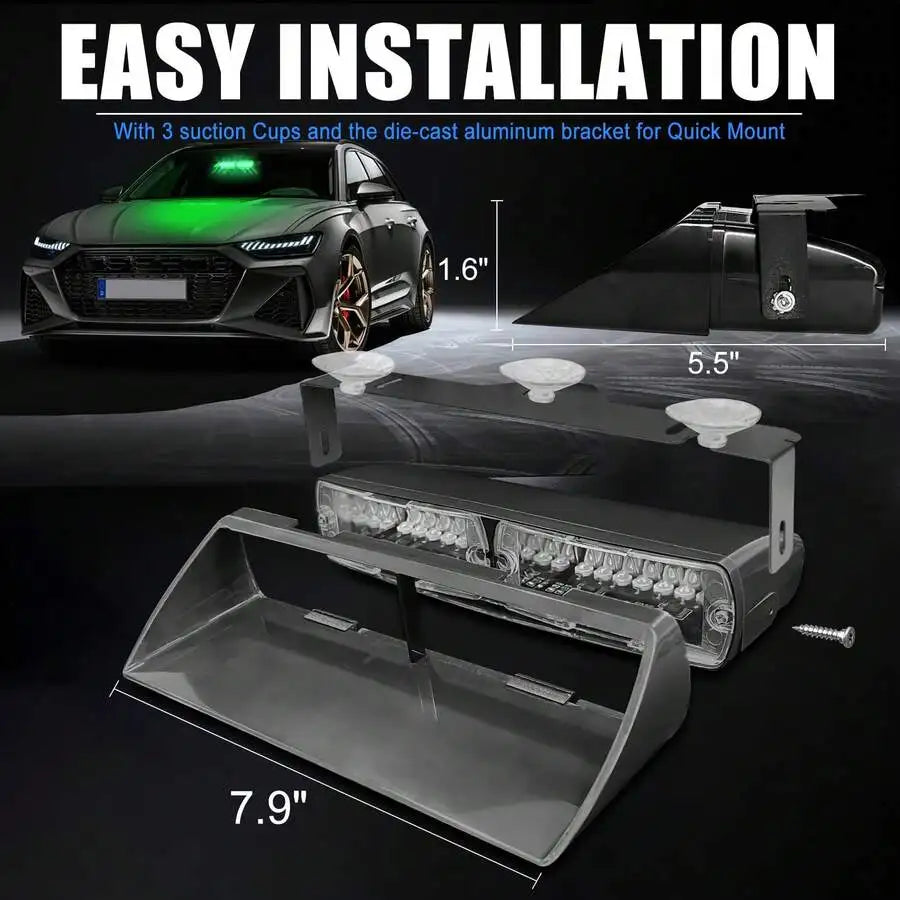 Nilight Bright LED Strobe Lights , Car Windshield Warning Flash Light with Suction Cups, Hazard Safety Lamp for Truck