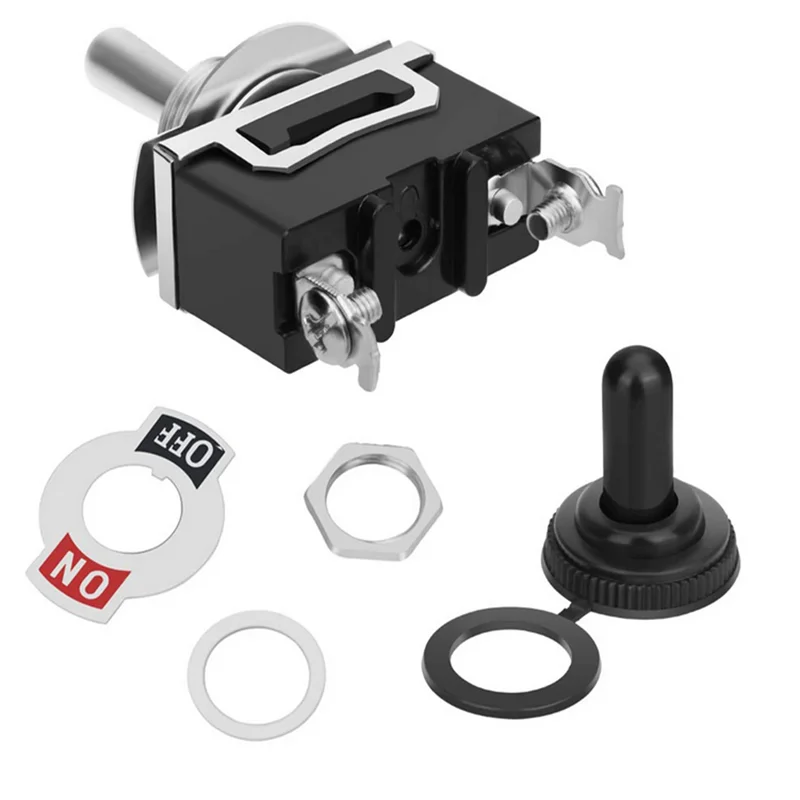 2PCS SPST Waterproof Toggle Switch DC 12V-24V 15A 250V Marine Heavy Duty 2 Pin ON Off Spade Terminals for Automotive Car Boat