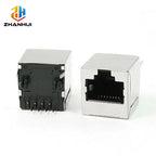 5/10Pcs RJ45 8P8C Female Socket - Metal Shell PCB Mount Ethernet Cable Connector for Network Interface