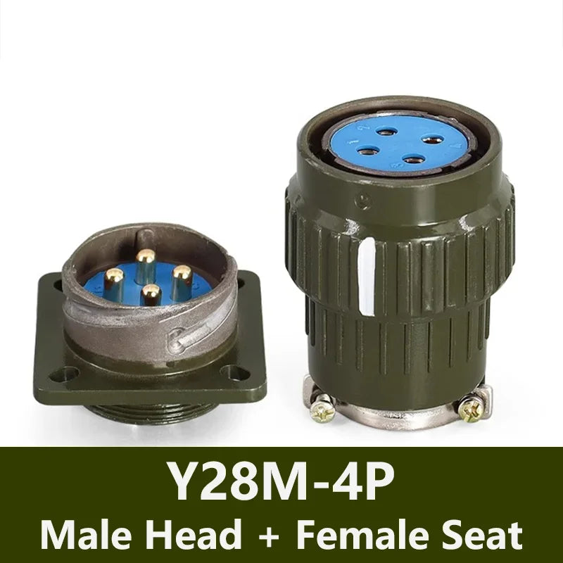 Y28M Fixed Type 28mm Aviation Plug Socket 4/7/8/10/12/14/19/24/32/37Pin Industrie Fast Buckle Male Female Connector Army Green