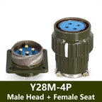 Y28M Fixed Type 28mm Aviation Plug Socket 4/7/8/10/12/14/19/24/32/37Pin Industrie Fast Buckle Male Female Connector Army Green