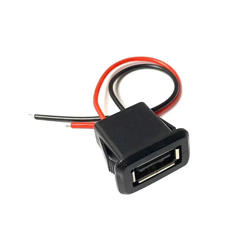 USB 2.0 Female Base 2P/4P Direct Pressure Buckle Welding Wire Type A-Port Waterproof Socket Charging Female Plug