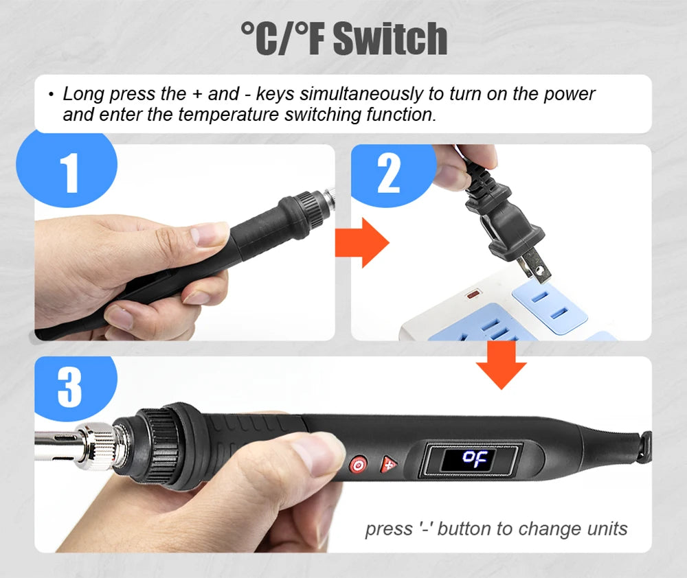 JCD Digital Soldering Iron Set Kit 80W with ON/OFF Switch Adjustable Temperature LCD Welding Tools Ceramic Heater Soldering Tips