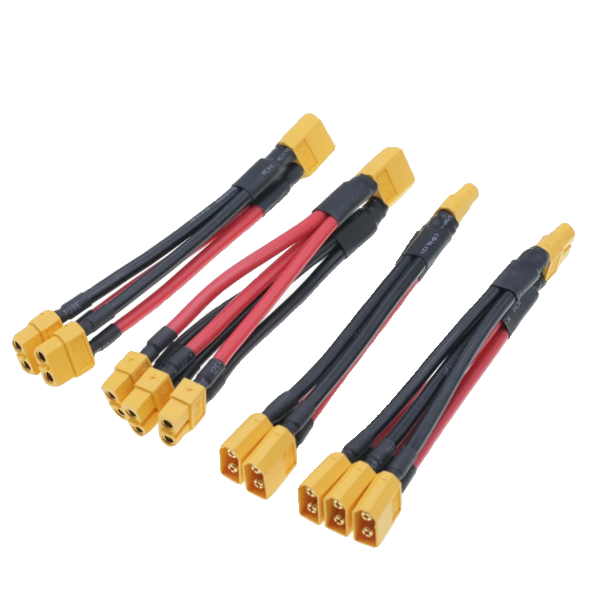 XT60 Parallel Battery Connector 3-Way 12AWG Silicone Wire Male/Female Dual Extension Y Splitter 100mm for Battery Charger Motor
