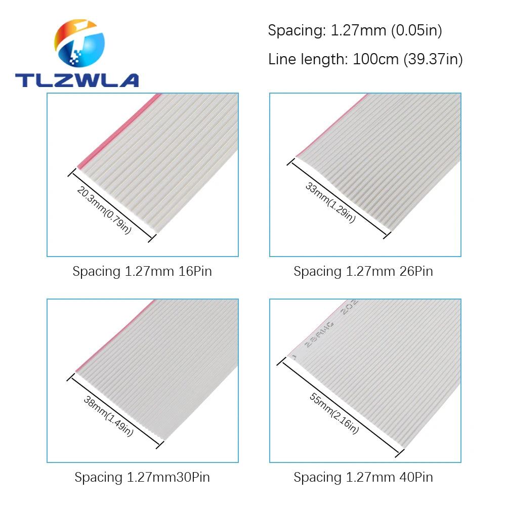 10Meter 1.27mm spacing 8P 10P 12P 14P 16P 20P 26P 30P 40P Grey flat cable FC-8 10 16 28AWG The wire,For IDC FC 2.54MM connector