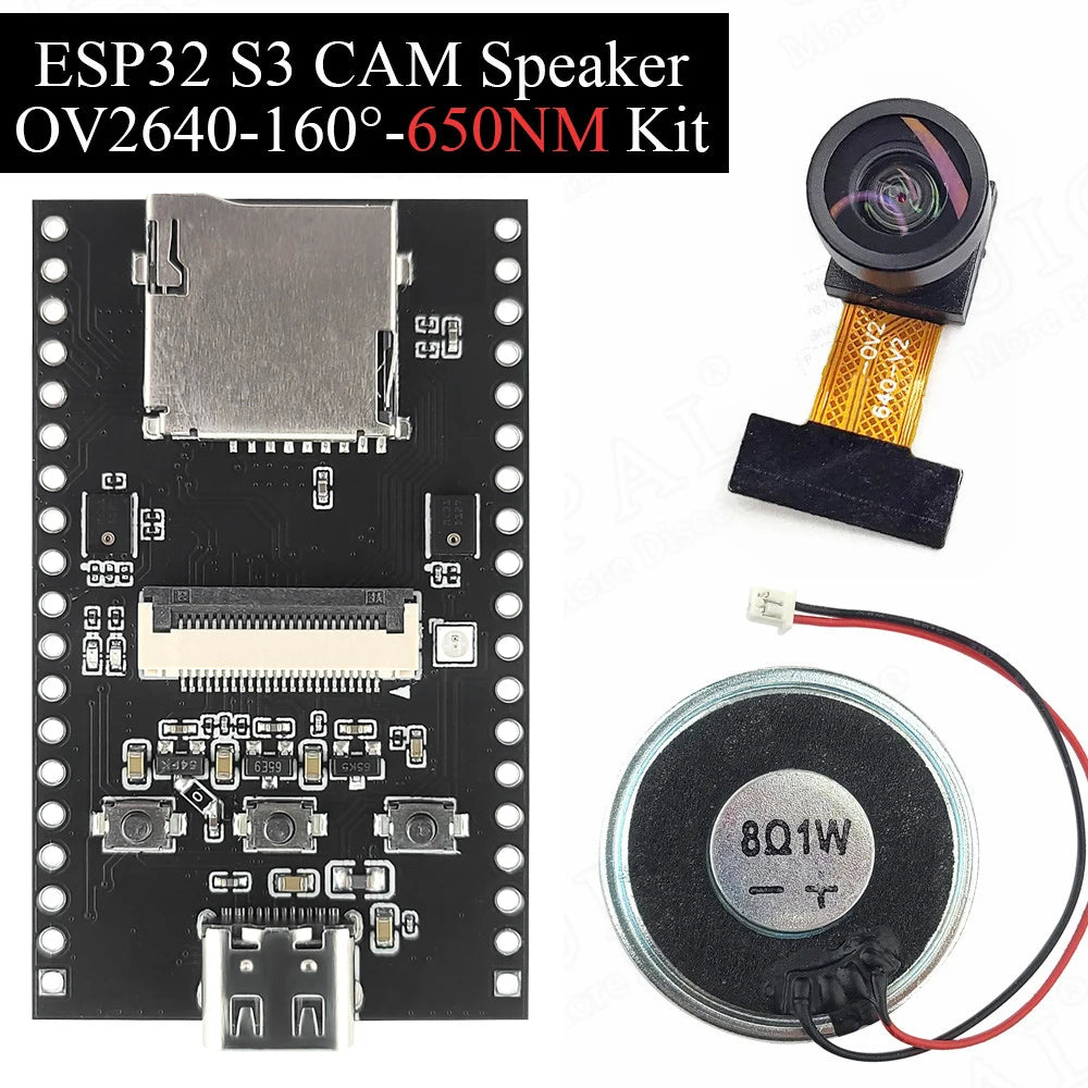 NEW ESP32-S3 CAM Speaker Development Board with OV2640 Wifi Camera Module Kit Dual MIC TF Slot N16R8 CH340X USB Type-C ESP32-S3