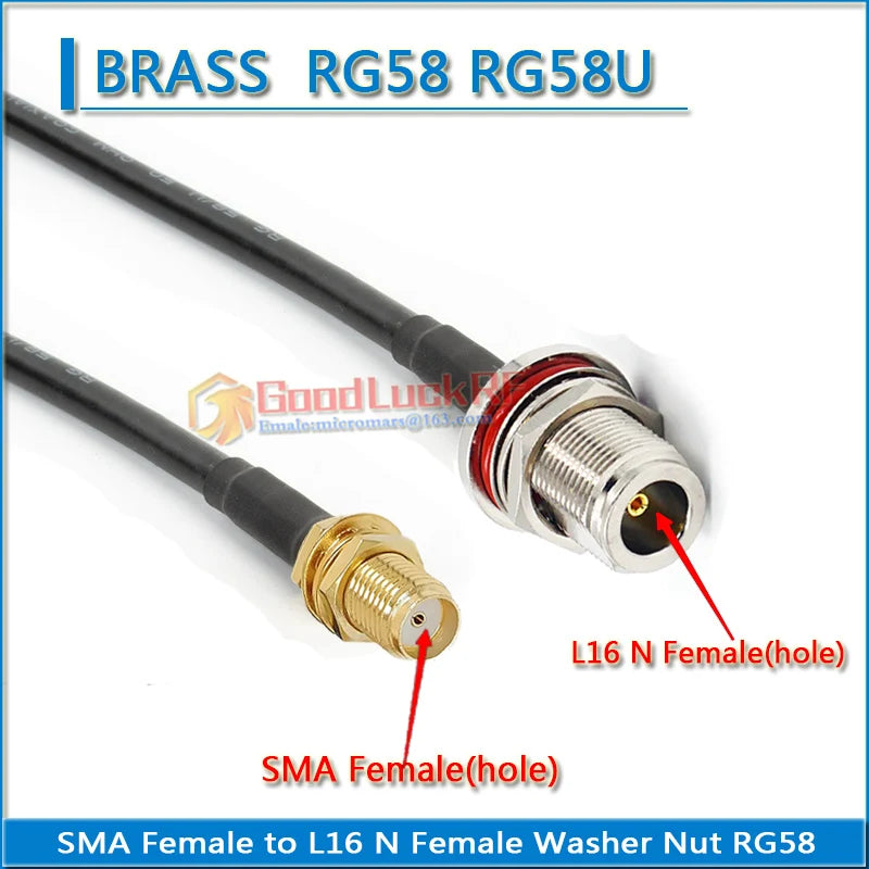 L16 N Female Waterproof Washer Nut to RP-SMA RPSMA SMA Male Female Pigtail Jumper RG58 RG-58 Extend Cable RF Connector Adapter