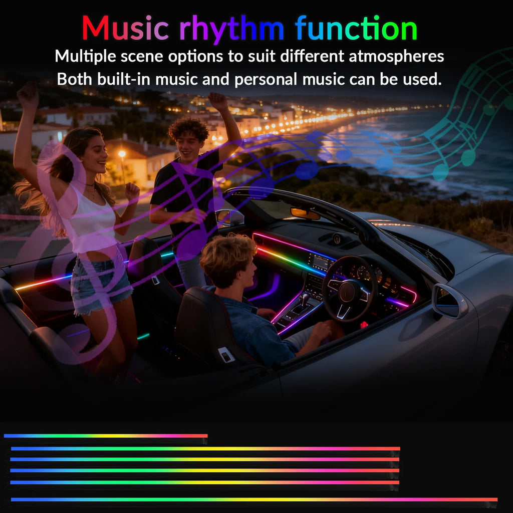 Symphony Car Ambient Lights Kit 18 in 1 LED Interior RGB APP Control Acrylic Guide Strip Light Auto Atmosphere Lamp