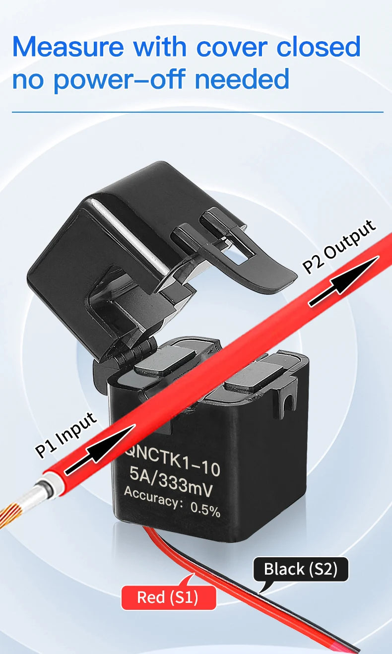 QNCTK1-16 100A 333mV 150A 1V QNCTK1-10 50A 333mV 30A 1V Split Core Current Transformer Sensor Clamp CT