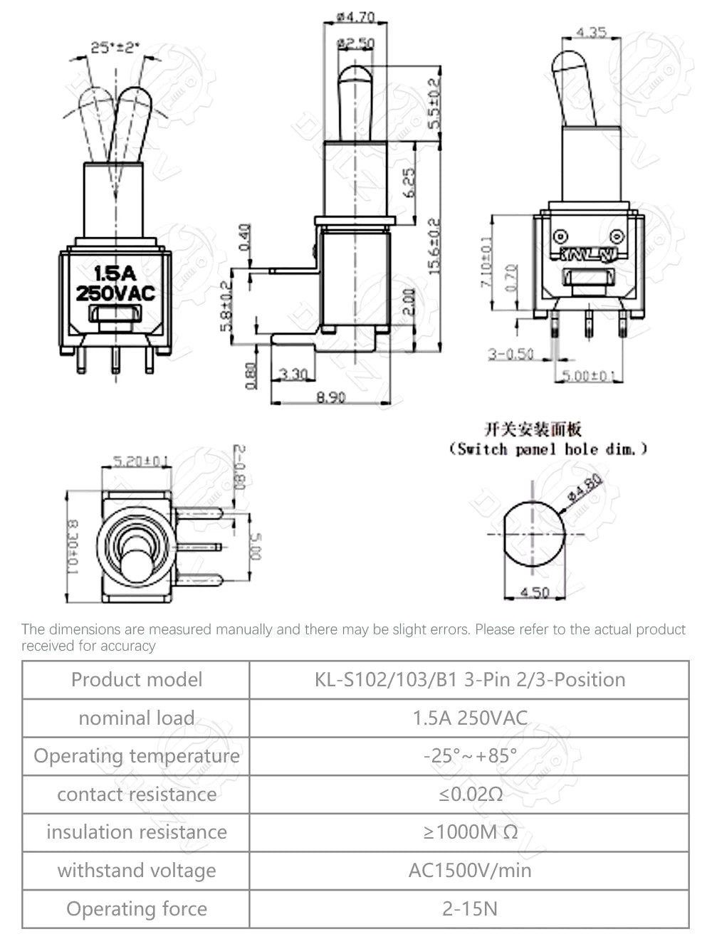 5MM Mini Toggle Switch SMTS-102 250V/1.5A SPDT 3/6 Pin On On 2/3 Position Red Color Stitch Pins SMTS-202 ﻿