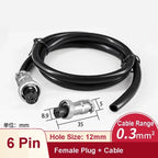 GX12 Female Plug Socket Waterproof M12 Circular Aviation Connector 2Pin 3Pin 4Pin 5Pin 6Pin 7Pin 1m 2m Extension Cable Wire